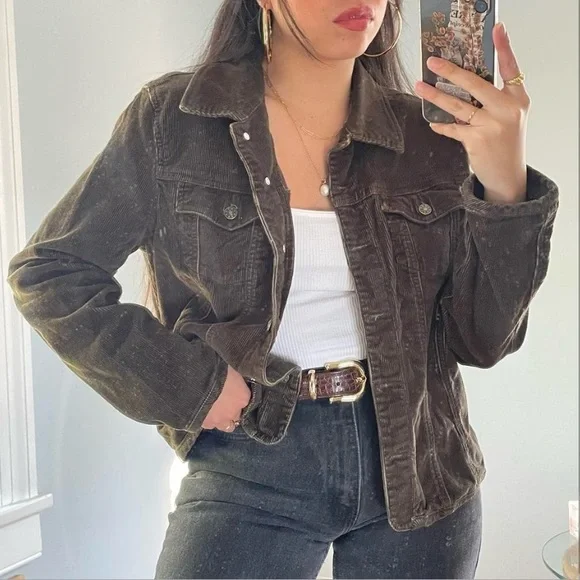 earthy green/brown corduroy jacket - Picture 3 of 6